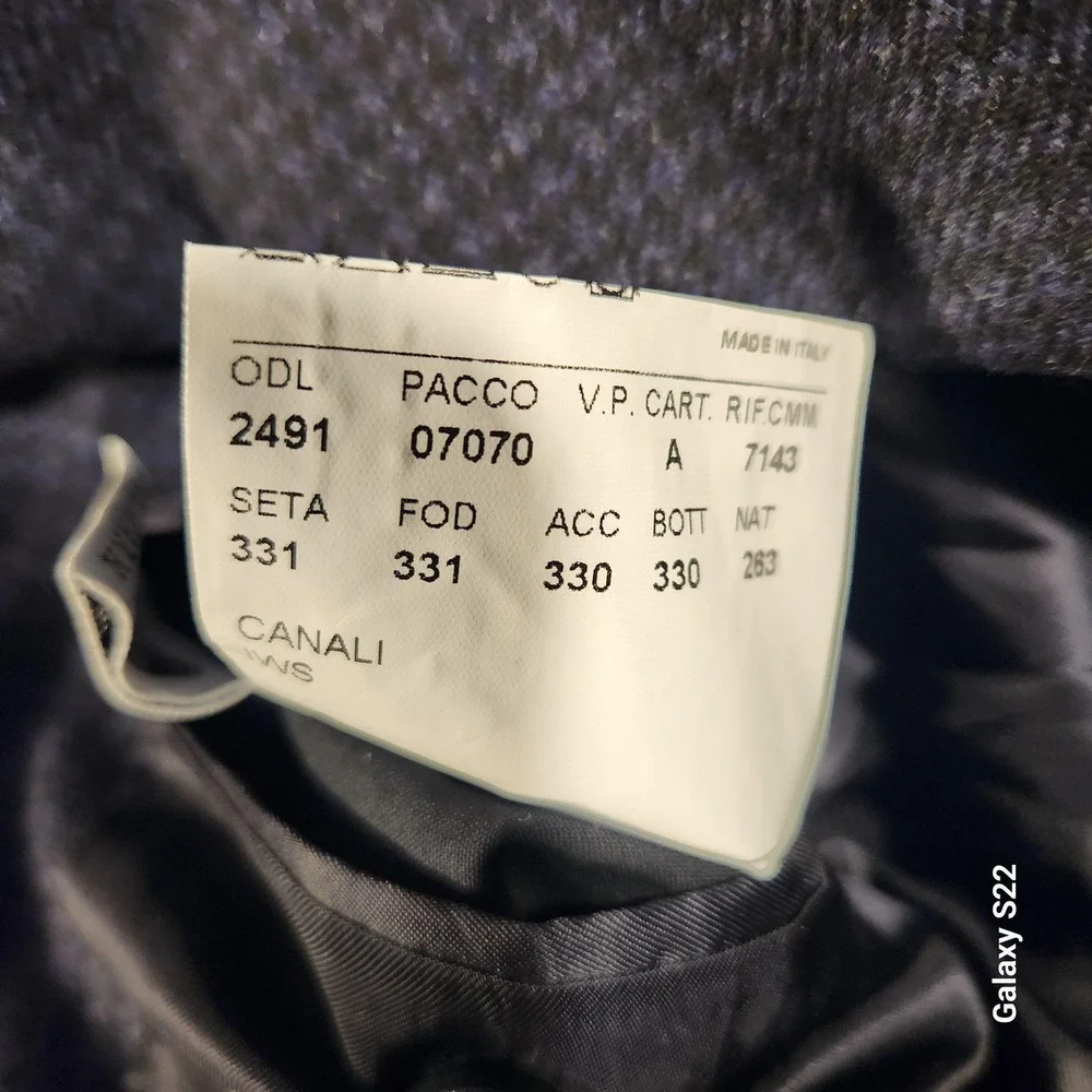 Canali Blazer Sport Coat Mens 54 EU 44 US 2 Button‎ Navy Blue Wool Made in Italy